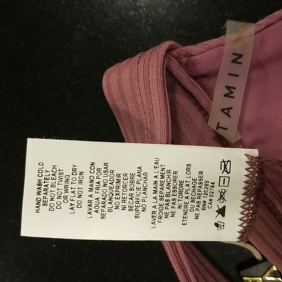 💕VITAMIN A💕 Rose Rib Moss Bikini Top ~ Ribbed Textured Dusty Rose 12 D XL NWOT - Picture 16 of 16